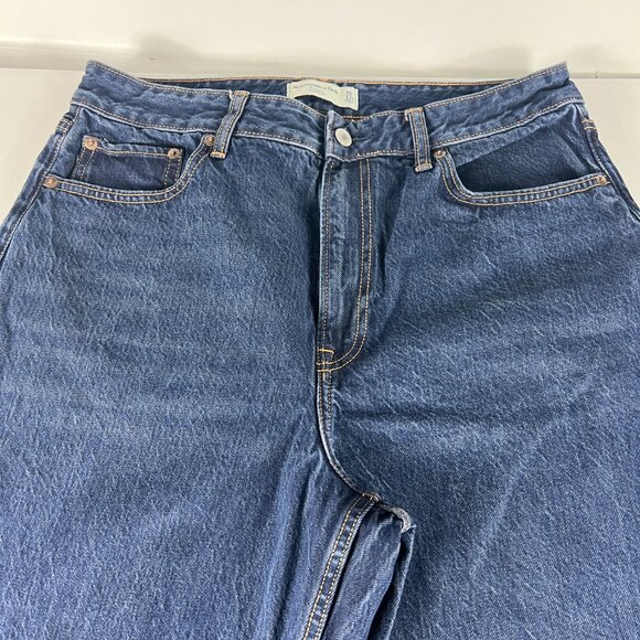 Abercrombie Fitch Jeans Womens 32x27* High Rise Loose Blue Raw Hem Denim Tag 31S - Picture 2 of 16